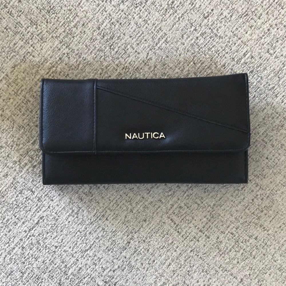 Nautica Elegant Black Foldover Clutch